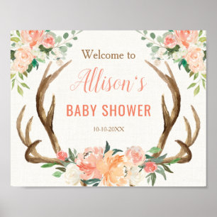 Poster Placa de boas-vindas para chá de bebê rústico boho