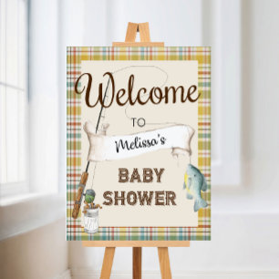Poster Placa de Boas-Vindas para Chá de Bebê Rústico de P