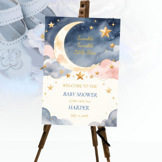 Poster Placa de Boas-Vindas para Chá de Bebê Twinkle Litt