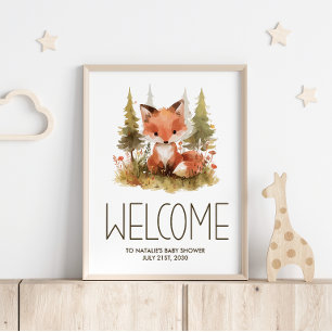 Poster Placa de Boas-Vindas para Chá de Bebê Xadrez de Ra