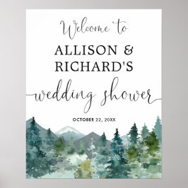 Poster Placa de boas-vindas para chá de casamento rústico