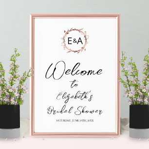 Poster Placa de Boas-Vindas para Chá de Noiva com Floral