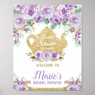 Poster Placa de Boas-Vindas para Chá de Noiva com Tema de
