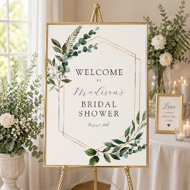 Poster Placa de Boas-Vindas para Chá de Noiva com Verde d