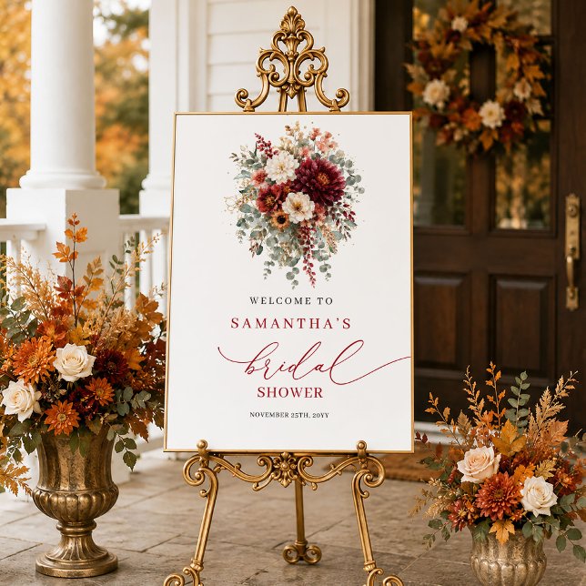 Poster Placa de boas-vindas para chá de noiva em estilo o (Terracotta autumn style bridal shower welcome sign

)