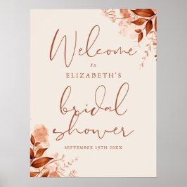 Poster Placa de Boas-Vindas para Chá de Noiva Floral Rúst