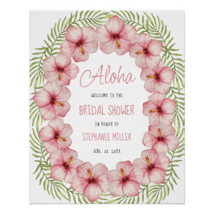 Pôster Placa de Boas-Vindas para Chá de Noiva Floral Trop
