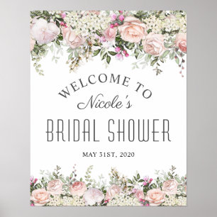 Poster Placa de Boas-Vindas para Chá de Noiva Jardim de R