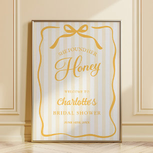Poster Placa de Boas-Vindas para Chá de Noiva Mel Amarelo