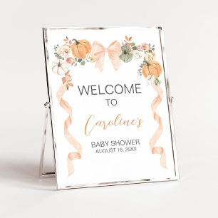 Poster Placa de Boas-Vindas para Chás de Bebê com Abóbora