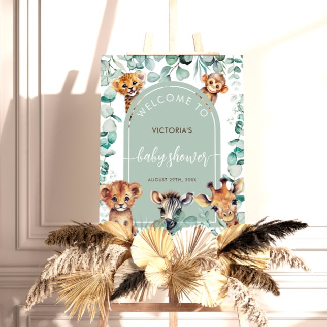 Poster Placa de Boas-Vindas para Chás de Bebê com Animais (Criador carregado)
