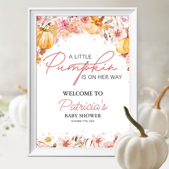Poster Placa de Boas-Vindas para Chás de Bebê de Abóbora  (Criador carregado)
