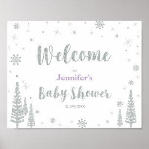 Pôster Placa de Boas-Vindas para Chás de Bebê de Inverno,