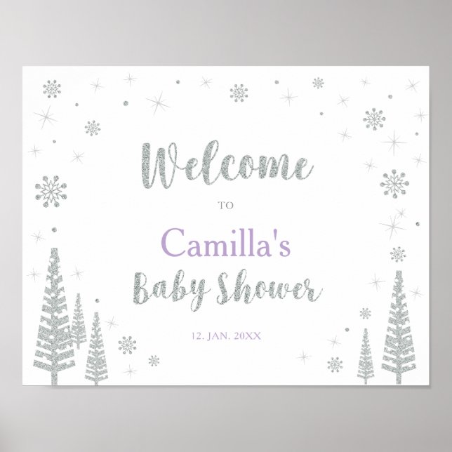 Poster Placa de Boas-Vindas para Chás de Bebê de Inverno, (Frente)