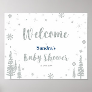 Pôster Placa de Boas-Vindas para Chás de Bebê de Inverno,