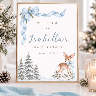Poster Placa de Boas-Vindas para Chás de Bebê de Inverno