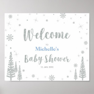 Pôster Placa de Boas-Vindas para Chás de Bebê de Inverno,