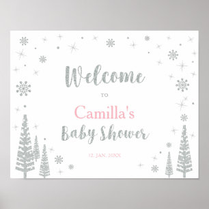 Poster Placa de Boas-Vindas para Chás de Bebê de Inverno,