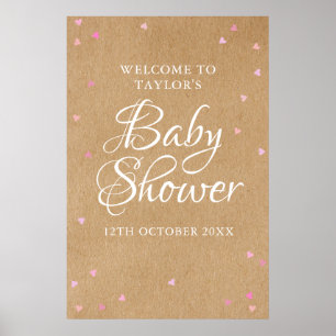 Poster Placa de Boas-Vindas para Chás de Bebê Menina com
