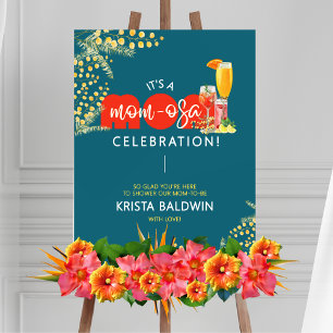 Poster Placa de Boas-Vindas para Chás de Bebê Mom-osa