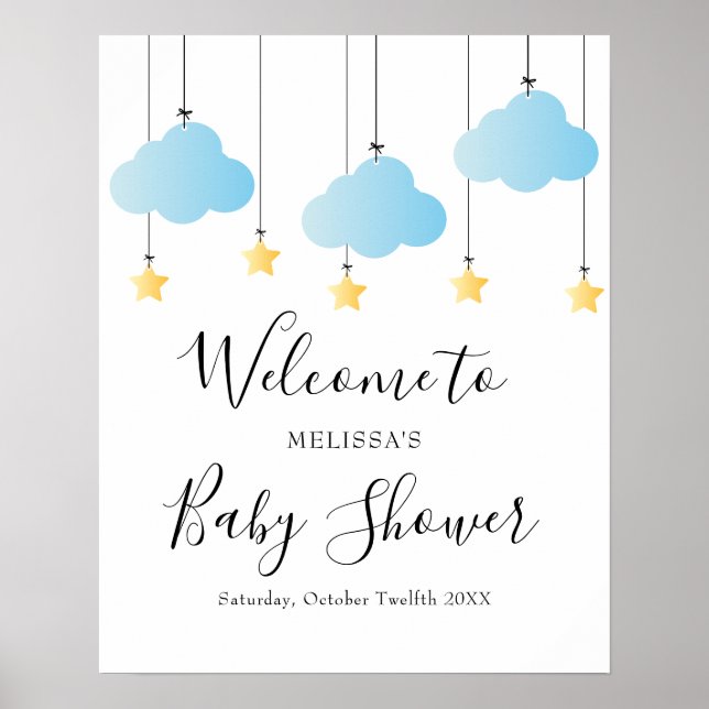 Poster Placa de Boas-Vindas para Chás de Bebê Twinkle Twi (Frente)