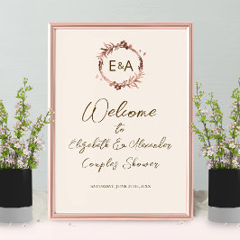 Poster Placa de Boas-Vindas para Chuveiro de Casais com M