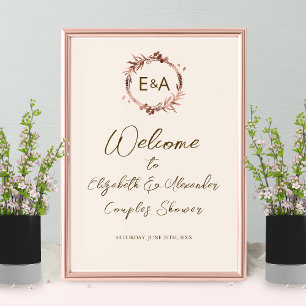 Poster Placa de Boas-Vindas para Chuveiro de Casais com M