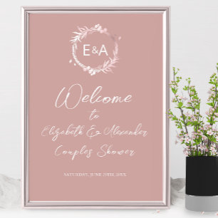 Poster Placa de Boas-Vindas para Chuveiro de Casais com M