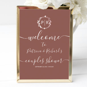 Poster Placa de Boas-Vindas para Chuveiro de Casal com Mo