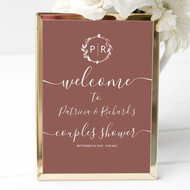Poster Placa de Boas-Vindas para Chuveiro de Casal com Mo (Criador carregado)