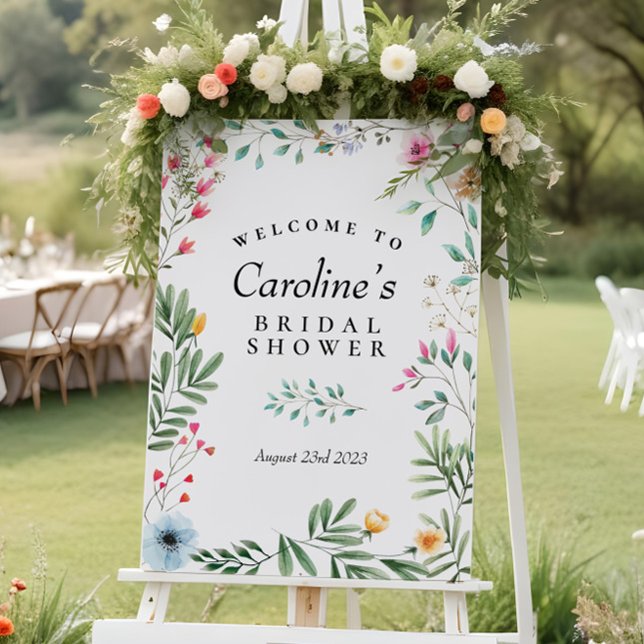 Poster Placa de Boas-Vindas para Chuveiro de Flores Silve (Criador carregado)