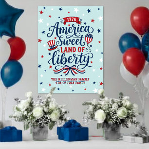 Poster Placa de Boas-Vindas para Festa de 4 de Julho