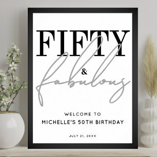 Poster Placa de Boas-Vindas para Festa de 50 Anos Incríve