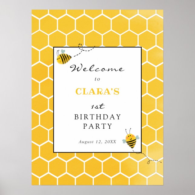 Poster Placa de Boas-Vindas para Festa de Aniversário com (Frente)