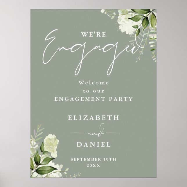 Poster Placa de Boas-Vindas para Festa de Compromisso em  (Frente)