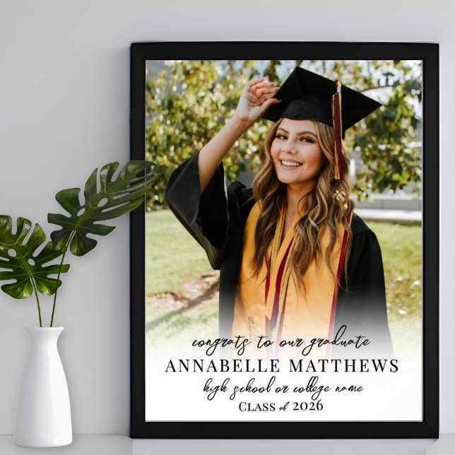 Poster Placa de Boas-Vindas para Festa de Formatura com F (Photo Graduation Party Welcome Sign)