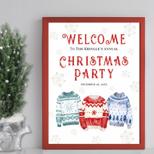 Poster Placa de Boas-Vindas para Festa de Natal Festiva