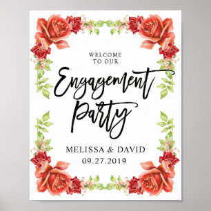 Poster Placa de boas-vindas para festa de noivado Chic   