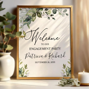 Poster Placa de Boas-Vindas para Festa de Noivado com Fol