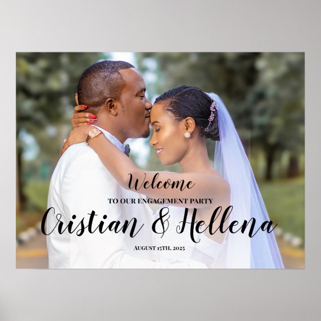 Poster Placa de boas-vindas para festa de noivado com fot (Frente)