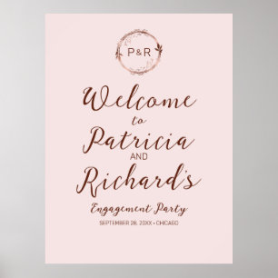 Poster Placa de Boas-Vindas para Festa de Noivado com Mon