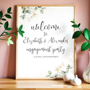 Poster Placa de Boas-Vindas para Festa de Noivado de Casa