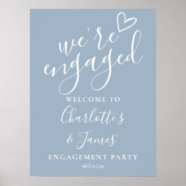 Poster Placa de Boas-Vindas para Festa de Noivado em Azul