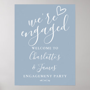 Poster Placa de Boas-Vindas para Festa de Noivado em Azul