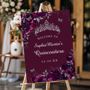 Poster Placa de Boas-Vindas para Festa de Quince Anos Ros