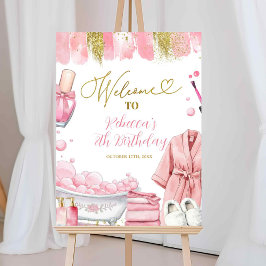 Poster Placa de Boas-Vindas para Festa de Spa para Menina
