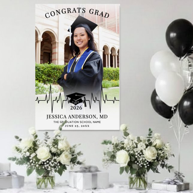 Poster Placa de Boas-Vindas para Foto de Formatura de Med (Medical School Graduation Photo Welcome Sign)
