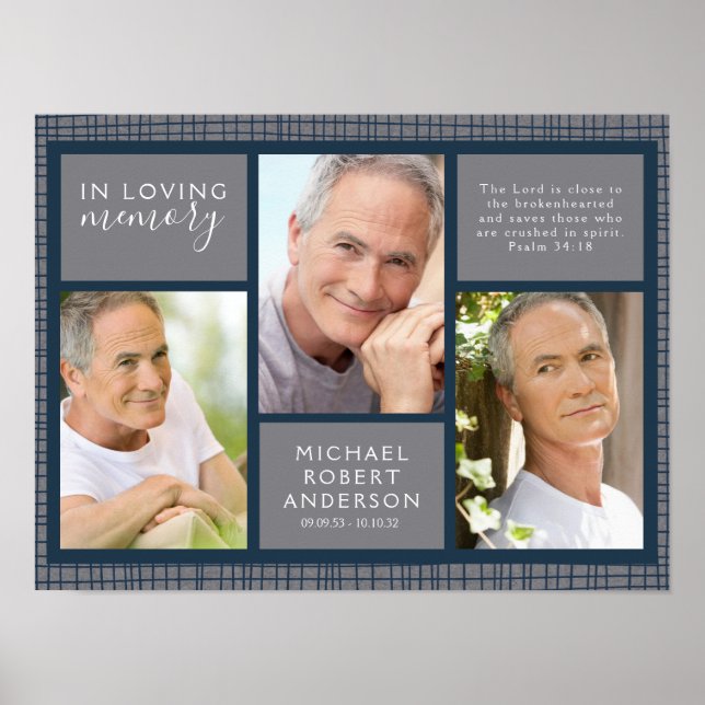 Poster Placa de Boas-Vindas para Funeral Masculino em Mem (Frente)