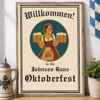 Pôster Placa de Boas-Vindas Personalizada Oktoberfest Est