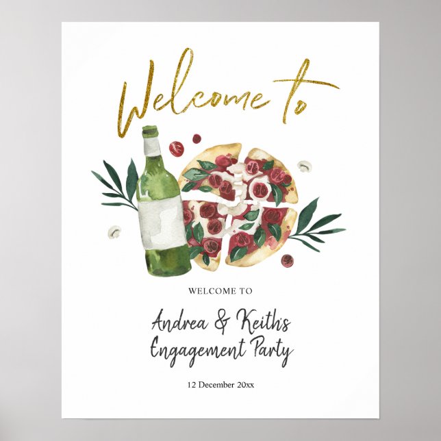 Poster Placa de Boas-Vindas Pizza e Cerveja O Par Perfeit (Frente)